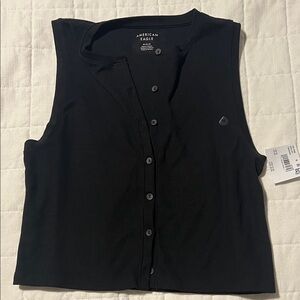 NWT American Eagle Outfitters Women's Sleeveless Black Button-Down Shirt